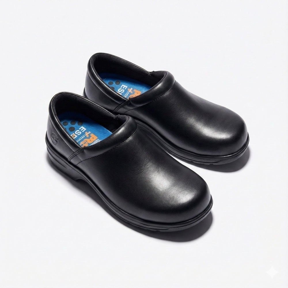 Timberland PRO slip resistant work clogs womens leather black 9W